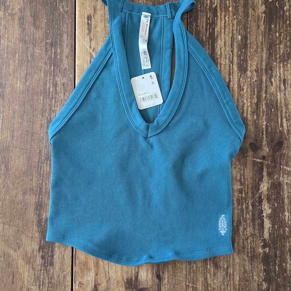 Free People Teal Halter Tank Top